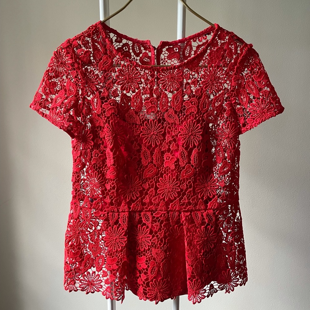 COPY - Zara Red Lace Top with Peplum Size M